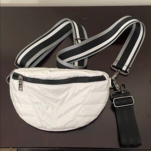 THINK ROYLN White Crossbody Bag with Black Strap